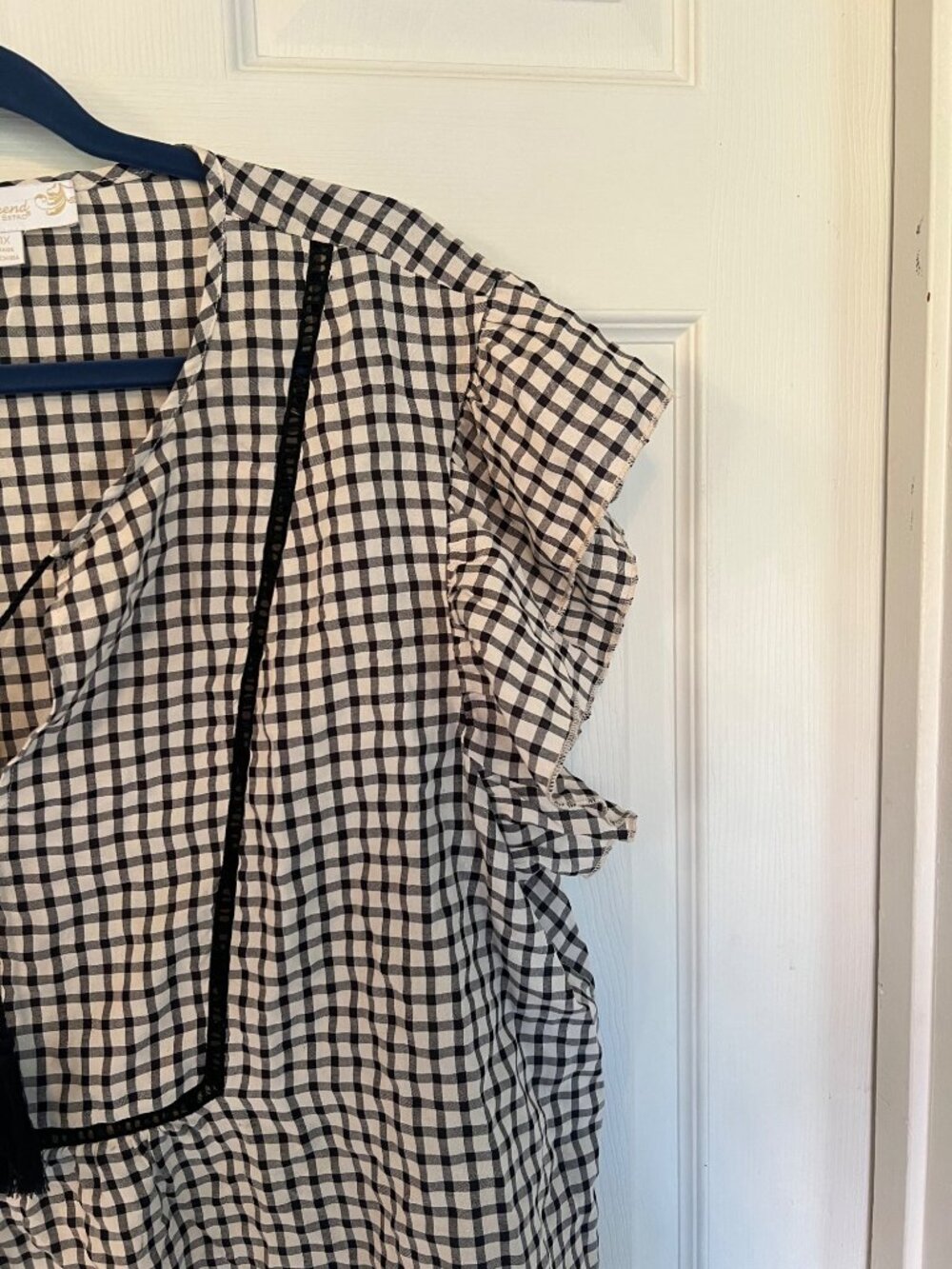 Weekend Suzanne Betro flutter Sleeve Gingham V-Neck blouse Size 4X - Picture 3 of 9